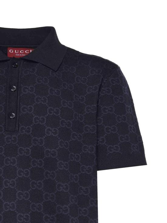  구찌 GG 코튼 실크 자카드 폴로 셔츠 855058XKFEN4588 BLACK - GUCCI