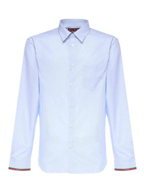 26SS 구찌 웹 디테일 스트라이프 코튼 셔츠 852707ZAS5W4305 LIGHT BLUE