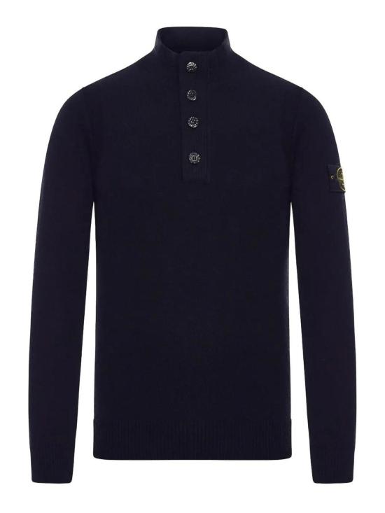 26FW 스톤 아일랜드 로고 패치 하이넥 버튼 울 스웨터 L2S155100040S00A3V0020 DARK BLUE