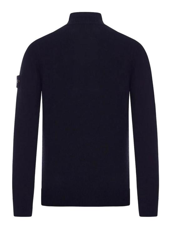 26FW 스톤 아일랜드 로고 패치 하이넥 버튼 울 스웨터 L2S155100040S00A3V0020 DARK BLUE - STONE ISLAND