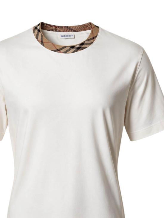 26FW 버버리 체크 트리밍 코튼 티셔츠 8125510 WHITE - BURBERRY