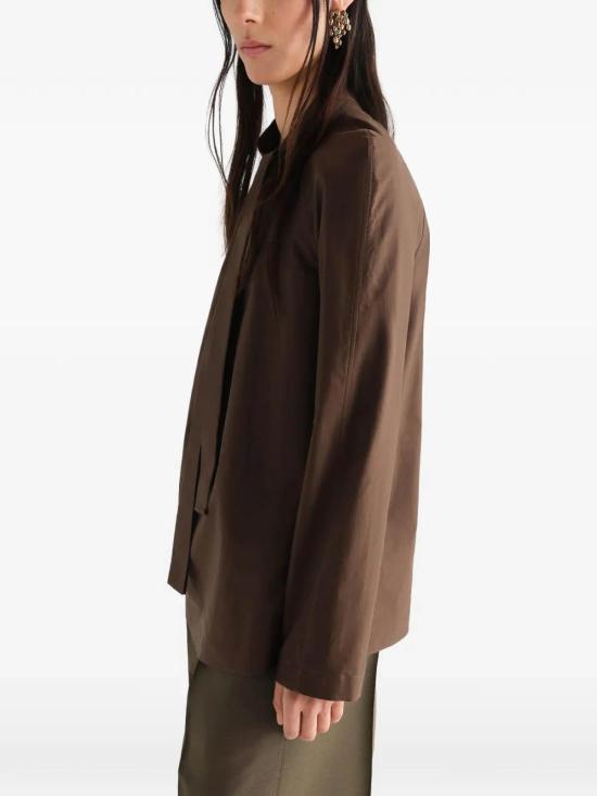 26FW 르메르 워시드 코튼 실크 애스콧 블라우스 SH1218LF1500BR477 Brown - LEMAIRE