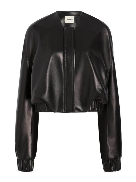 26FW 케이트 나파 레더 크롭 봄버 자켓 62411012200 Black