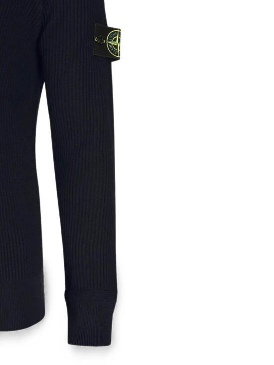 26FW 스톤 아일랜드 리브드 니트 로고 패치 스웨터 L2S155100053S00C2V0020 DARK BLUE - STONE ISLAND