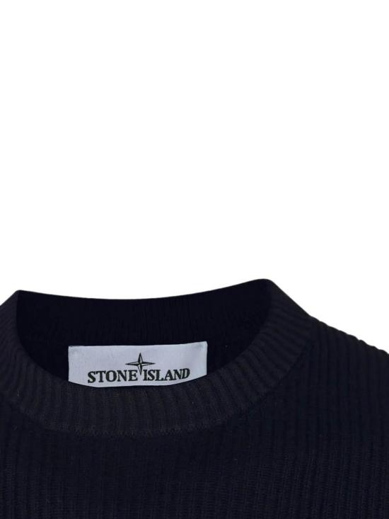 26FW 스톤 아일랜드 리브드 니트 로고 패치 스웨터 L2S155100053S00C2V0020 DARK BLUE - STONE ISLAND