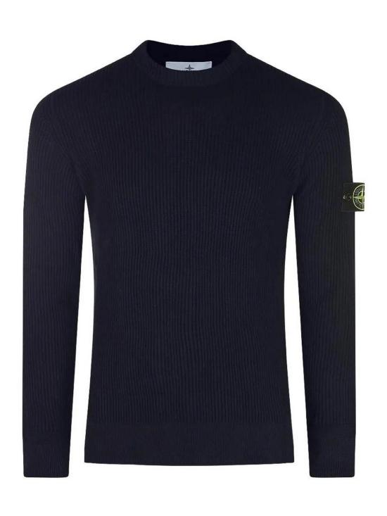 26FW 스톤 아일랜드 리브드 니트 로고 패치 스웨터 L2S155100053S00C2V0020 DARK BLUE