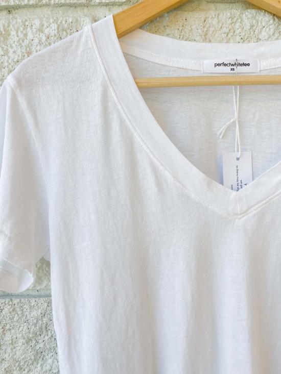  퍼펙트 화이트 티 반팔 티셔츠 퍼펙트화이트티 헨드릭스 SS 박시 브이넥 티셔츠 화이트 - PERFECT WHITE TEE