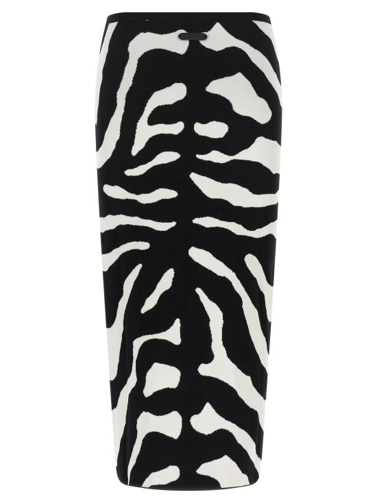 26FW 모스키노 미디 스커트 A018155061555 White Black - MOSCHINO