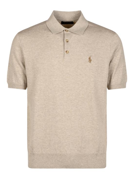 26FW 폴로 랄프로렌 슬림핏 코튼 니트 폴로 셔츠 710980682 504 LIGHT WALNUT BROWN HTHR - POLO RALPH LAUREN