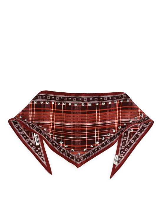 26FW 아크네 스튜디오 체커드 실크 반다나 스카프 CA0450 BR2 BURGUNDY BROWN
