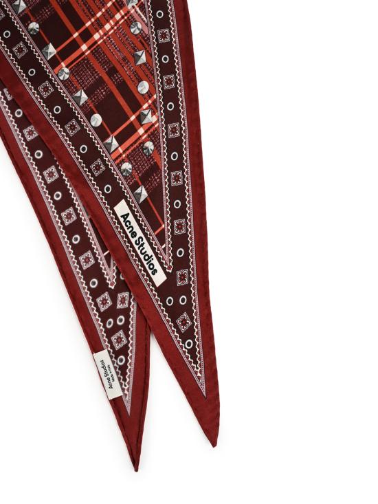 26FW 아크네 스튜디오 체커드 실크 반다나 스카프 CA0450 BR2 BURGUNDY BROWN - ACNE STUDIOS