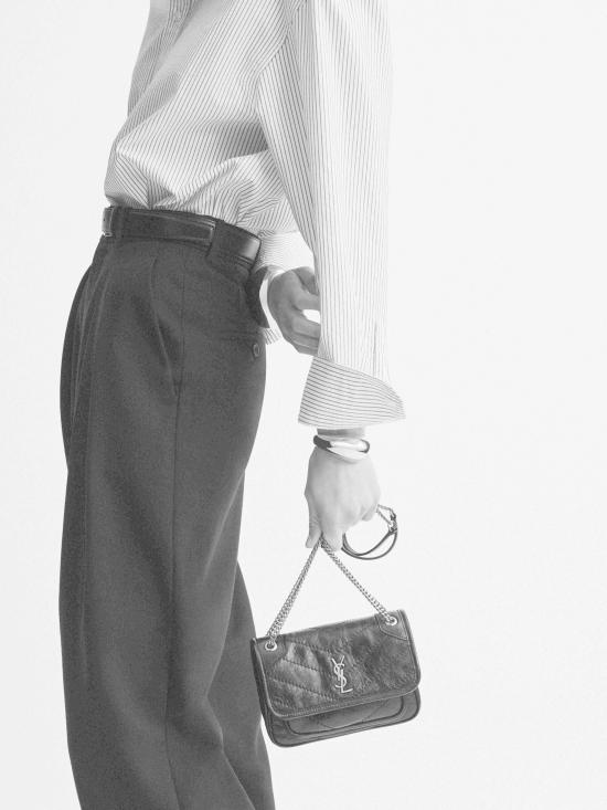 26FW 생로랑 빈티지 레더 니키 미니백 8460870EN07 1000 NERO - SAINT LAURENT