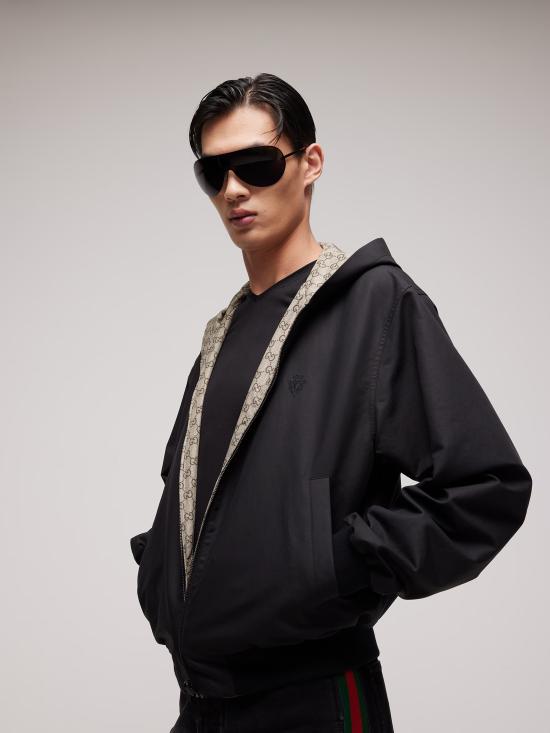 26FW 구찌 체크 코튼 자카드 오버셔츠 재킷 871671ZAUW7 1000 NERO - GUCCI