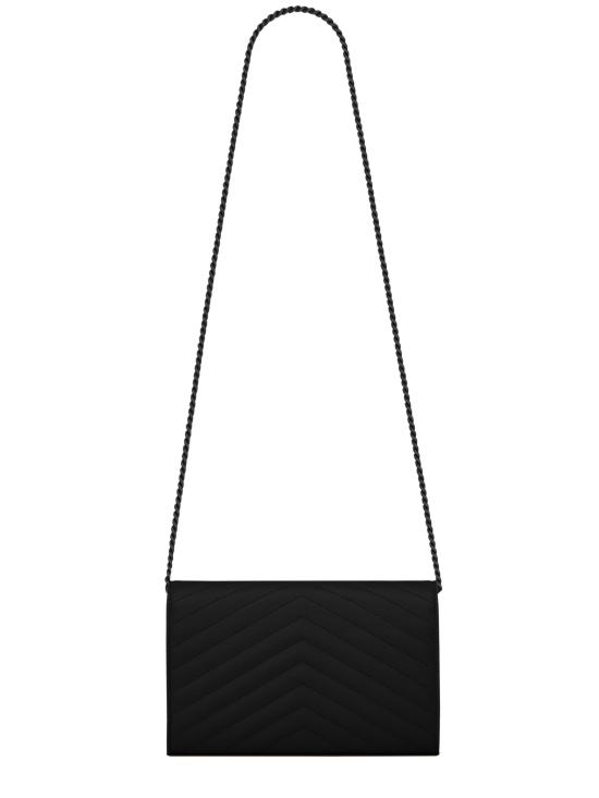 26FW 생로랑 그랑 드 뿌드르 엠보스드 레더 카산드라 마틀라세 체인 지갑 377828BOW08 1000 NERO - SAINT LAURENT