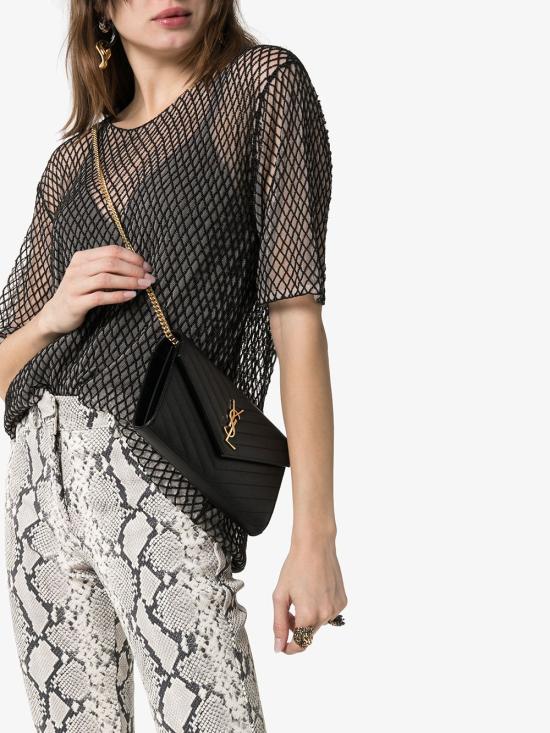 26FW 생로랑 레더 카산드라 체인 월렛 377828BOW01 1000 NERO - SAINT LAURENT