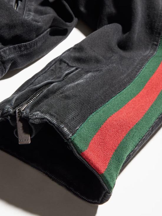 26FW 구찌 GG 자카드 레더 트림 코튼 데님 자켓 872075XDDHQ 1000 NERO - GUCCI