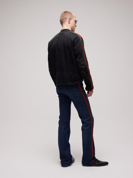 26FW 구찌 GG 자카드 레더 트림 코튼 데님 자켓 872075XDDHQ 1000 NERO - GUCCI