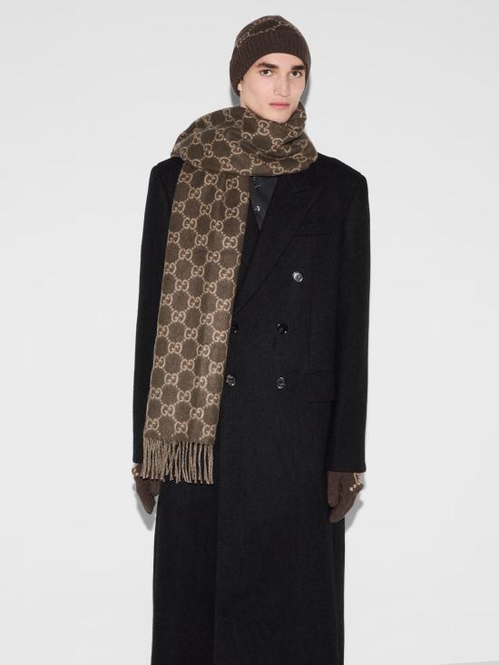 26FW 구찌 GG 캐시미어 스카프 8123174GABX 2579 MARRONE - GUCCI