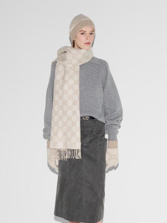 26FW 구찌 GG 캐시미어 스카프 8123173GAC0 9165 BIANCO - GUCCI