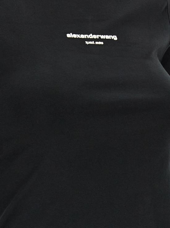 26FW 알렉산더 왕 탑 Ls 로고 프린트 티셔츠 블랙 - ALEXANDER WANG