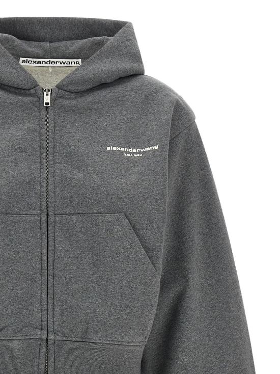 26FW 알렉산더 왕 긴팔 티셔츠 지퍼 후드티 스웨트셔츠 (회색) - ALEXANDER WANG