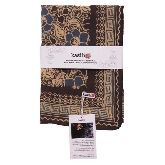  카시 코옵 머플러/스카프 Kasih Coop 대형 39인치 손으로 염색한 바틱 얼룩무늬 꽃 반다나 - KASIH COOP