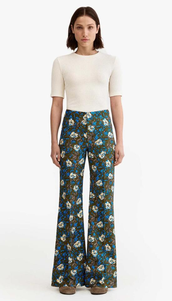  스미스 스트레이트 팬츠 클래식 팬츠 올리브 플로럴 - SMYTHE