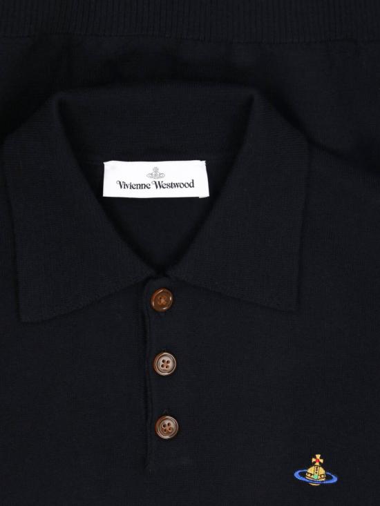 26FW 비비안웨스트우드 마크 롱 슬리브 폴로 니트 셔츠 2701003N Y005E N401 Black - VIVIENNE WESTWOOD