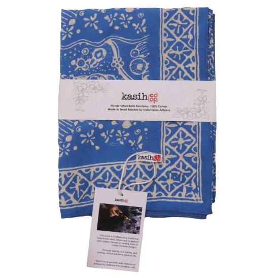  카시 코옵 머플러/스카프 Kasih Coop 대형 39" 손으로 염색한 바틱 반다나 조수 흐름 - KASIH COOP