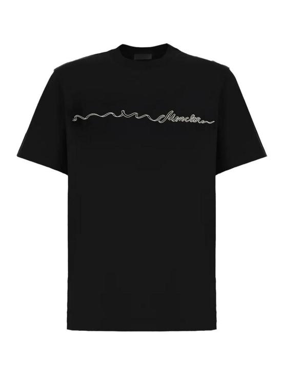 26SS 몽클레어 리본 로고 코튼 티셔츠 L10938C0001789B8Y999 BLACK