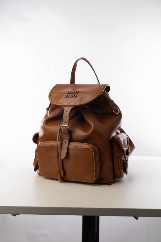26FW 미우미우 백팩 5BZ042VOOM2CRW F0046 Cognac - MIU MIU