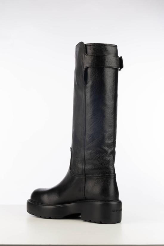 26FW 미우미우 레더 버클 로고 롱 부츠 5W767EF055Y9S F0002 Nero - MIU MIU