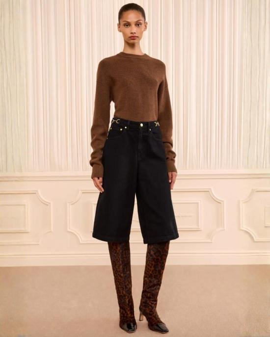  울라 존슨 데님 팬츠 Ulla Johnson Rowan 데님 Culotte Jean Noir - ULLA JOHNSON