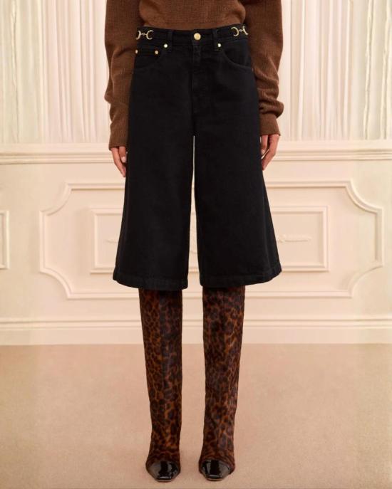  울라 존슨 데님 팬츠 Ulla Johnson Rowan 데님 Culotte Jean Noir - ULLA JOHNSON