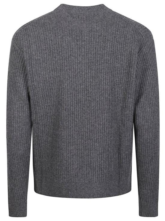 26FW 메종키츠네 폭스 헤드 울 립드 스웨터 PM00811KT1149 Grey - MAISON KITSUNE