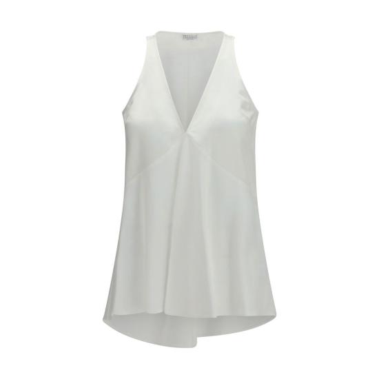 26SS 브루넬로 쿠치넬리 민소매 티셔츠 BRMH530DX702C600BB WHITE