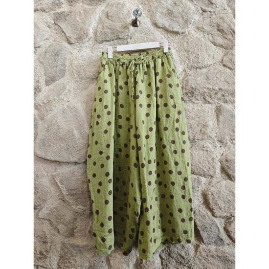  Linen & More 스트레이트 팬츠 리넨앤모어 피스타치오 도트 무늬 팬츠