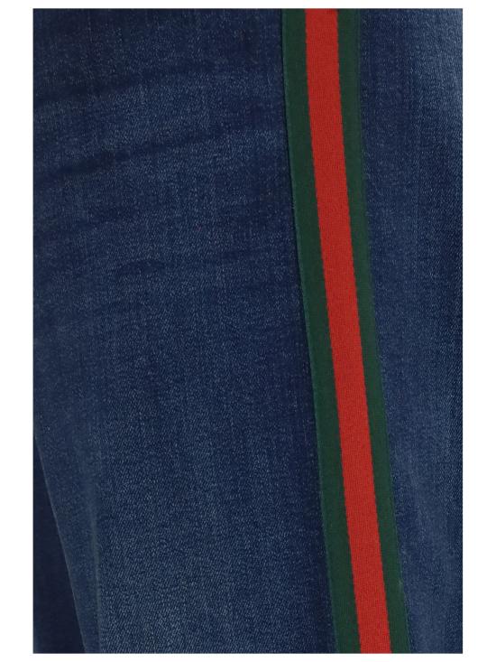 26FW 구찌 웹 디테일 코튼 데님 스트레이트 팬츠 875555XDDH0 BLUE