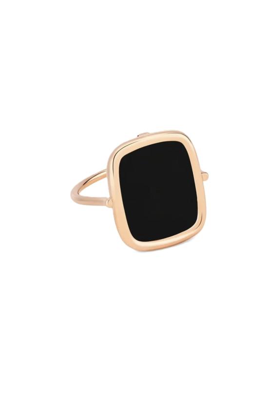  Ginette 반지 Bague 스퀘어 링 Obsidienne