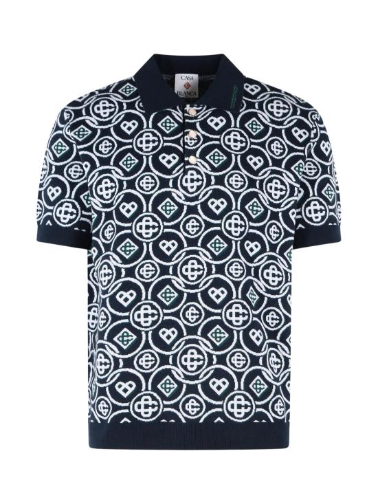 26FW 카사블랑카 폴로 티셔츠 MAW26KW146401 COTTON NAVY