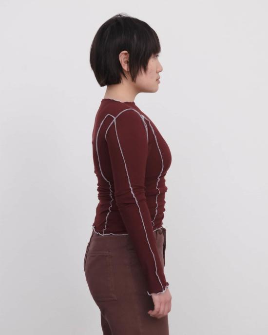  베이스레인지 긴팔 티셔츠 Baserange 나라 레드 오마토 Ls 티셔츠 - BASERANGE