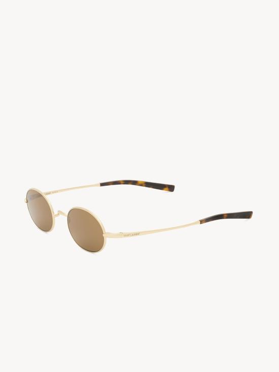26FW 생로랑 T 라운드 메탈 선글라스 A003DPY9917 8013 ORO - SAINT LAURENT