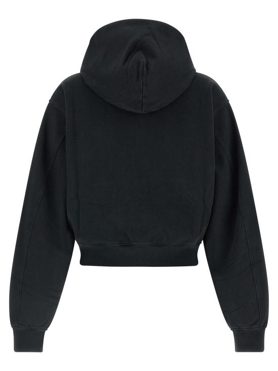 26FW 알렉산더 왕 긴팔 티셔츠 지퍼업 후드티 블랙 - ALEXANDER WANG