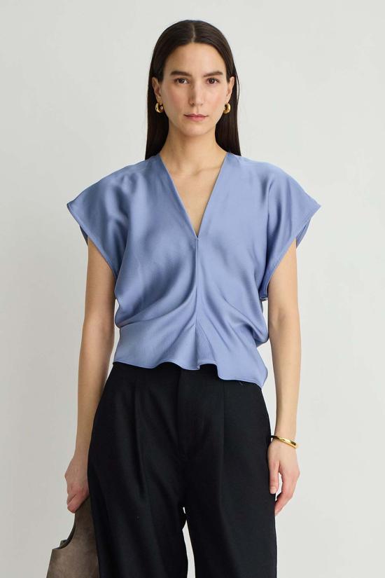  어피스 어파트 셔츠 Apiece Apart Monde Drape Bias Top Moonstone - APIECE APART