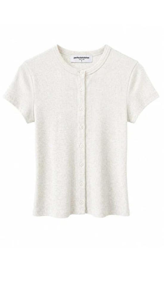  퍼펙트 화이트 티 가디건 미리암 골지 반팔 - PERFECT WHITE TEE