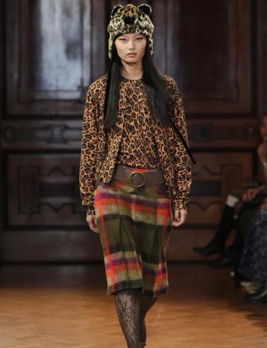  안나 수이 미디 스커트 브러시드 울 체크 플리츠 - ANNA SUI