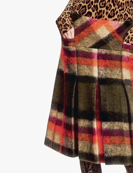  안나 수이 미디 스커트 브러시드 울 체크 플리츠 - ANNA SUI