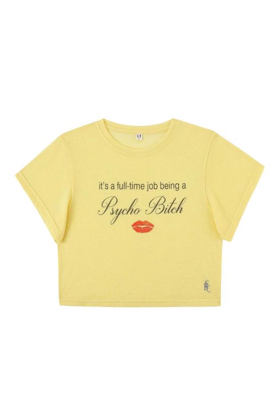  패션 브랜드 컴퍼니 반팔 티셔츠 패션 브랜드 회사 Psycho Bitch 울 블렌드 아기 티셔츠 - FASHION BRAND COMPANY