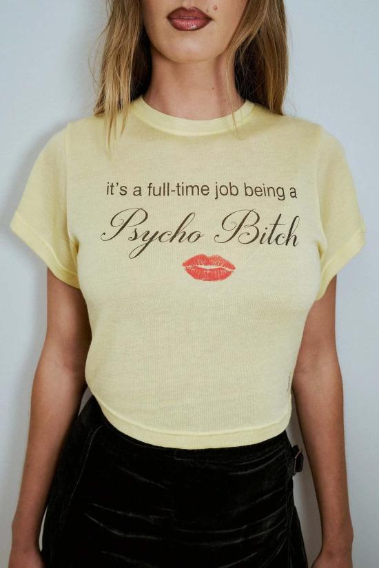  패션 브랜드 컴퍼니 반팔 티셔츠 패션 브랜드 회사 Psycho Bitch 울 블렌드 아기 티셔츠