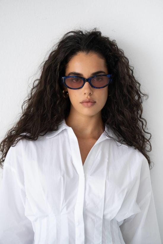  프레어스 아이웨어 선글라스 프레이어스 아이웨어 아멜리 아세테이트 캣아이 선글라스 블루/핑크 - FREYRS EYEWEAR